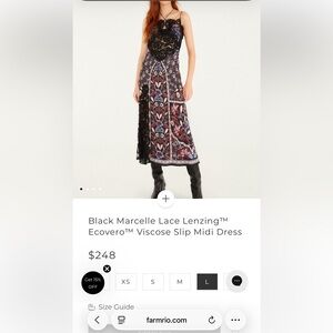 FARM Rio Black Marcelle Lace Lenzing™ Ecovero™ Viscose Slip Midi Dress